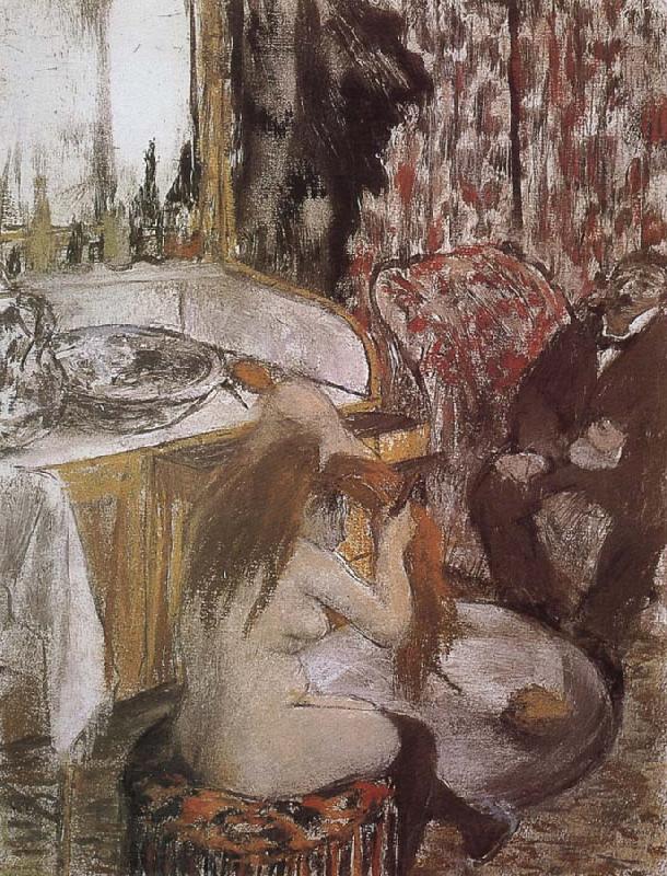 Edgar Degas Naked  doing up her hair Spain oil painting art